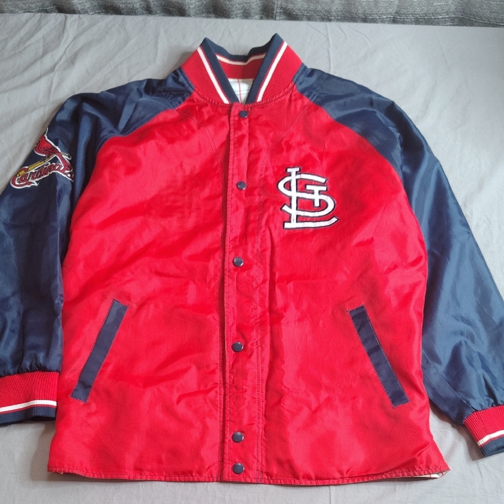 St Louis Cardinals Pin Stripe Baseball Jacket Reversible Spell Out Logo G-III - Picture 3 of 15